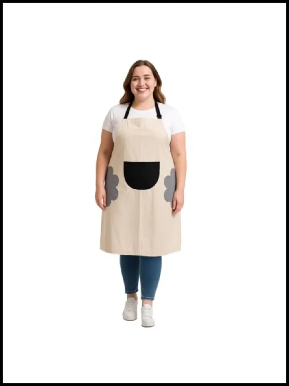 Plus Size Washable Kitchen Apron with Pockets and Towel